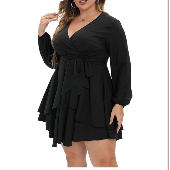 Gocolloa Long Sleeve Women’s Mini Dress Black 20W - Picture 2 of 16